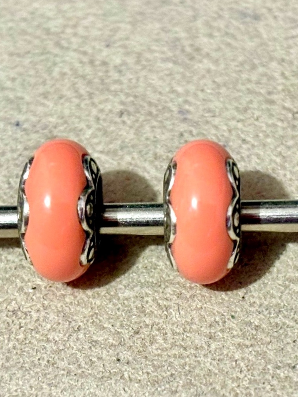 🆕Listing! Two 🆕 Brighton Primavera Spacers in Coral pink Resin beads Retired